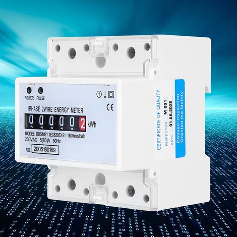 Compteur électrique monophasé DDS1891 rail DIN 4P LCD haute précision 230V 50Hz (1/5)