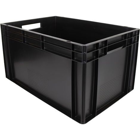 Stackable Bin 60x40x32cm Black Plastic 60L Load 20kg Tool Storage Garage (1/5)