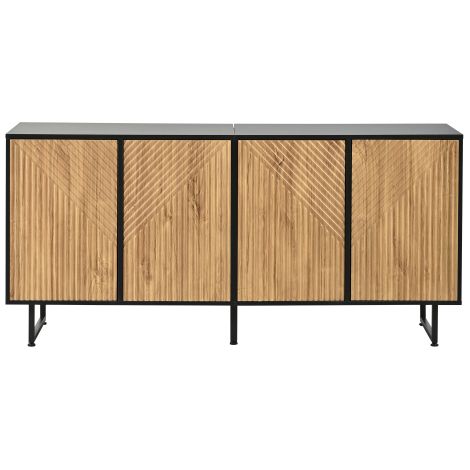 Buffet 160x40x75 cm noir, 4 portes, thermoformé, pieds 3 supports (1/5)