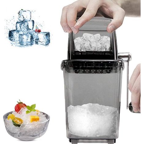 Trituradora de hielo,Contenedor de hielo de 1,2 litros,Cuchillas de acero inoxidable,Trituradora de hielo manual,Molinillo de hielo,Gris (1/5)