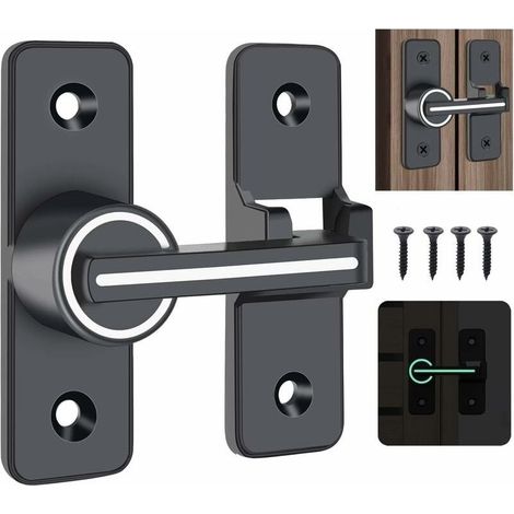 Verrou de porte coulissante lumineux 180° – Serrure à pêne dormant – Alliage de zinc noir mat – Installation rapide avec vis incluses (1/5)