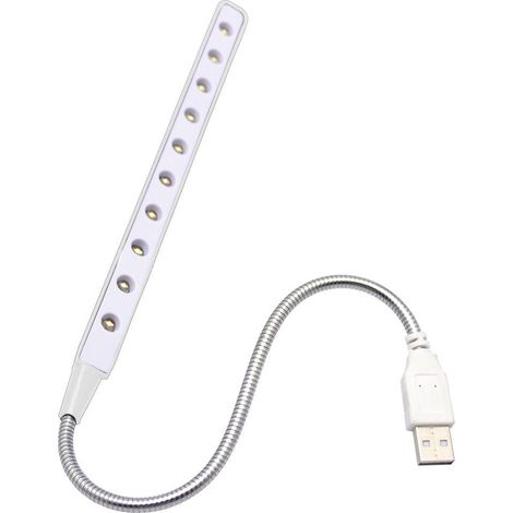 Lampe de lecture LED USB, clé USB flexible, lampe LED à intensité variable, interrupteur tactile, col de cygne, lampe USB, lampe pour ordinateur portable, lampe de lit pour ordinateur (blanche) (1/5)