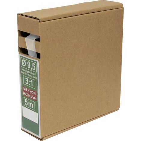 Quadrios 25CA502 Schrumpfschlauch mit Kleber Transparent 9.5 mm 3.2 mm Schrumpfrate:3:1 5 m