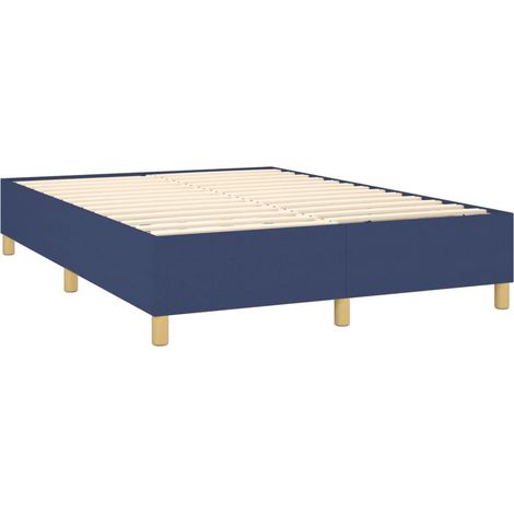 Somier de láminas sobre patas estructura de cama 140x200 cm tela azul TDL0207338