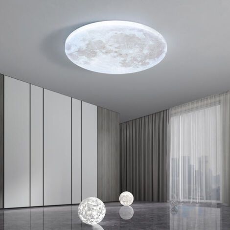 [JAMAIS UTILISÉ]Plafonnier LED , Lampe Lune Plafond avec Télécommande, Ø 38cm, 3000-6500K Dimmable, Fonction Nuit, Applique pour Salon Chambre(380x50 mm) [Classe énergétique F] (1/3)