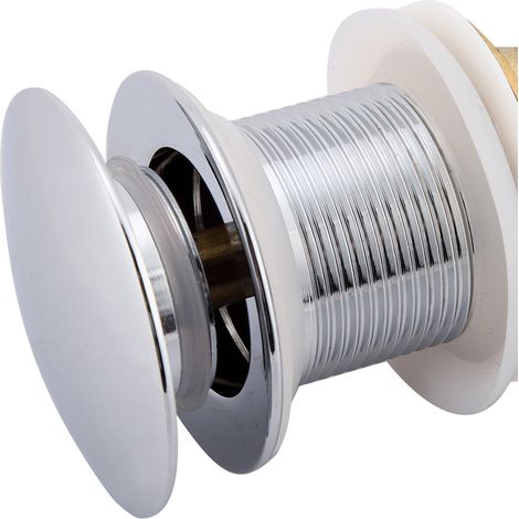 Ensemble de vidange escamotable pour lavabo de salle de bain en laiton G1 1/4" sans trop-plein (chrome argenté) (1/5)