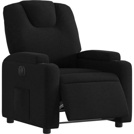 Poltrona relax TV con comodissima funzione reclinabile elettrica in tessuto nero DEC028502