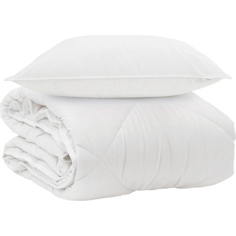 Duvet toutes saisons avec oreiller 2 pcs Blanc Microfibre (1/5)
