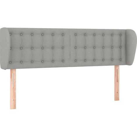 Testiera Testata del letto ad Orecchio Grigio Chiaro 147x23x78/88 cm in Tessuto (1/5)