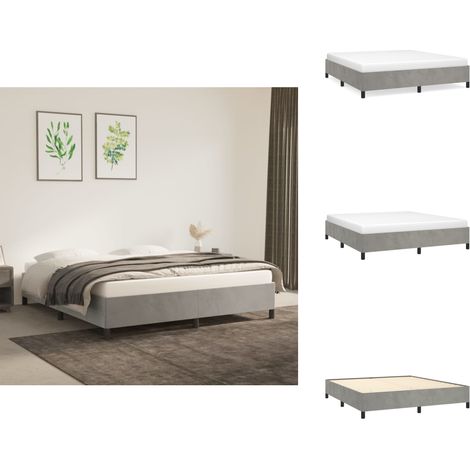 Bettgestell ohne Matratze Hellgrau 160x200 cm Samt - Samtbettwäsche - Bettrahmen - Doppelbett - Boxspringbett - Himmelbett (1/5)