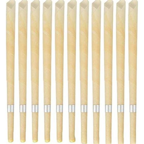 Bougies auriculaires en cire d’abeille naturelle  22 cm, 1012 min de combustion, coton biologique pour un nettoyage doux du cérumen (1/5)