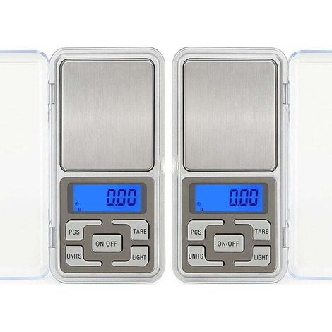 Zwei elektronische Miniwaagen, 500 g Kapazität, hohe Präzision 0,01 g, Lebensmittelwaage, Schmuckwaage, Küchenwaage