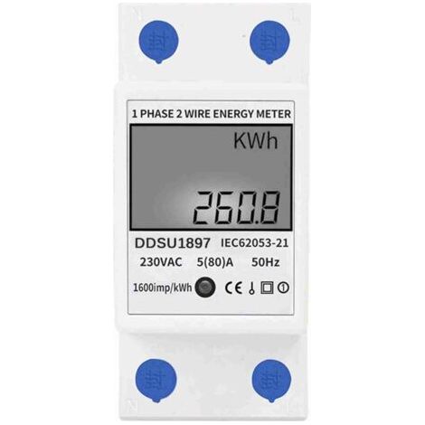 Compteur d'énergie électrique numérique, monophasé, rail DIN, électricité, un fil, deux fils, multifonction (1/5)