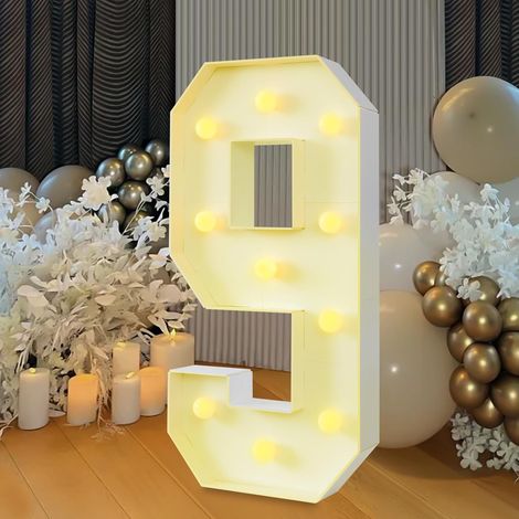 1 chiffre lumineux led, température de couleur 2000-3000k, alimenté par piles aa, réutilisable, pour fête d'anniversaire mariage graduation (1/5)
