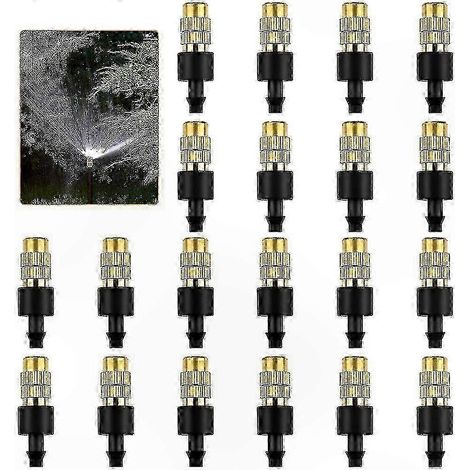 Buse de brumisation en laiton, lot de 20 têtes pulvérisatrices réglables pour arrosage de jardin et systèmes d'irrigation (1/5)