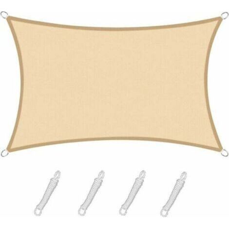 Rechteckiges quadratisches Sonnensegel 2,5 x 3,5 m, Sandfarbe, wasserdichtes Segeltuch, 95 % UV-Schutz,