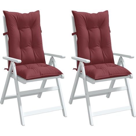 vidaXL Coussins de chaise dossier haut lot de 2 rouge bordeaux mélangé (1/5)