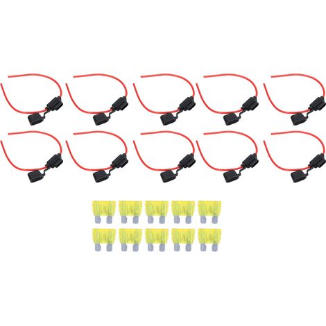 Packung mit 10 Inline-Sicherungshaltern, schmelzfest, einfache Verdrahtung, wasserdicht, mit 14 AWG, 20 A Sicherung (1/5)