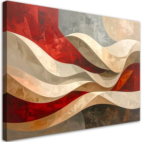 Stampe su Tela, Onde astratte nei toni del rosso e del beige, 60x40 (1/5)