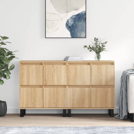 Buffet bas,Buffet Commode industriels 2 pcs chêne sonoma bois d'ingénierie -QS84949 (1/5)