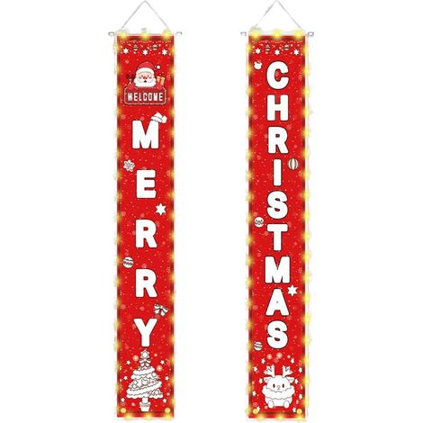 Bannière de Noël pour Porche Décoration Saisonnière Avec Lumière LED Bannière de Décoration Festive Intérieure Pour Porte d'Entrée Jardin Terrasse Arrière-plan Photo Affichage (1/5)
