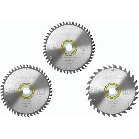Festool Kreissägeblatt Set KSB-SORT/3 W 160x2,2 für TS55 TSC55 ATF55 AP55 578565