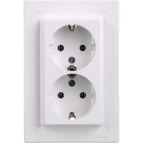 Asfora doppia presa con/senza Schuko 2P+Z bianca (fai da te) con cornice EPH9901121