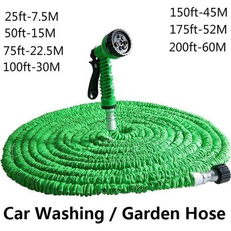 25ft/50ft/100ft/125ft/150ft/200ft Einziehbarer Gartenschlauch, magische Autowaschschlauchtrommel mit Spritzpistole, Haushaltsbewässerung, Reinigungssprinklerdüse, Hochdruckwerkzeugset, 1 Stück (Grün, 