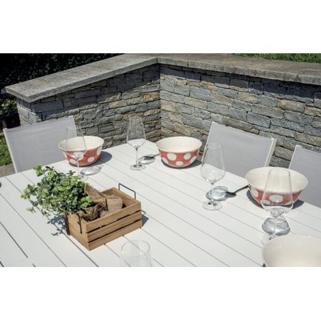 tavolo da esterno allungabile solaria "giacinto" in alluminio bianco 100/150x150x77 cm (1/5)