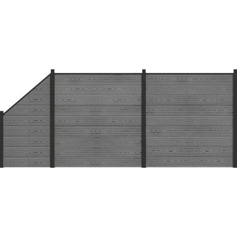 Conjunto de valla 446 x 186 cm WPC y Aluminio Gris vidaXL