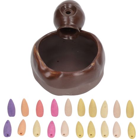 Brûleur d'encens céramique rétro, style ancien, détails raffinés, facile à nettoyer, pour yoga, méditation et café. (1/5)