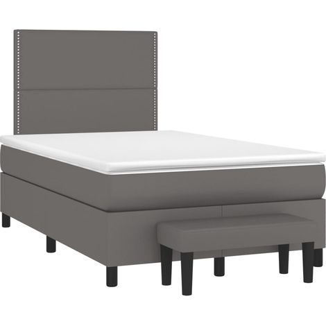 vidaXL Giroletto a Molle con Materasso Grigio 120x200 cm in Similpelle (1/5)