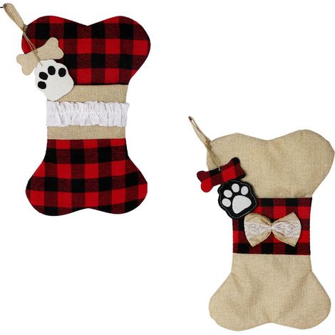 Chaussette De Noël Pour Chien - En Tissu Doux Et Résistant - Décoration De Cheminée Arbre De Noël - Avec Anneau De Suspension - Lot De 1 (1/5)