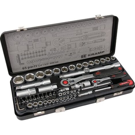Juego de llaves de vaso 1/4"+1/2" en estuche 65 piezas UNIVERSAL 180465420KR