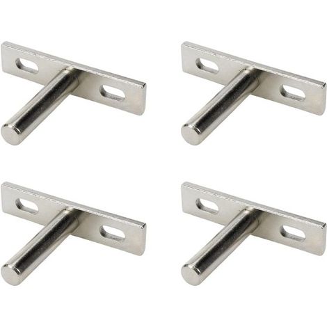 4 soportes flotantes para estantes – Soportes invisibles de 5 cm para estantes decorativos (plateados), incluye tornillos y tacos. (1/5)