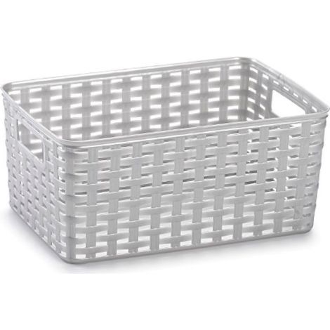 PLASTICFORTE cesta mimbre 29x19,5 cm plata , Cesta mimbre 29 x 19,5 x 13 cm. color plataPerfeta para ordenaciónImitación tipo mimbrePlástico de gran calidadFácil li