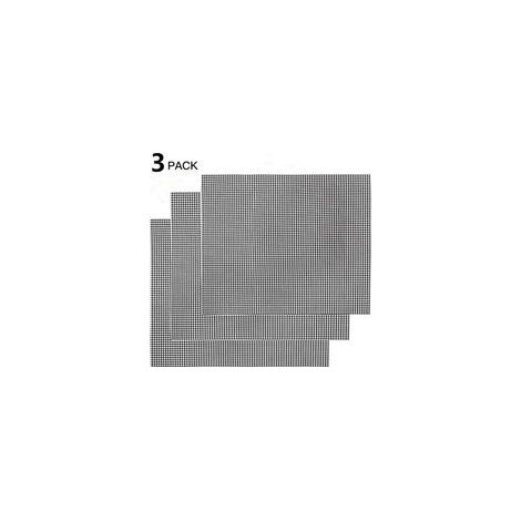 Tapis de grillage réutilisable antiadhésif pour barbecue – Lot de 3 feuilles culinaires résistantes à la chaleur (42 × 36 cm), idéal pour gril intérieur et extérieur, noir (1/5)