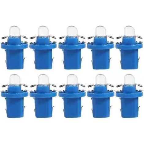 Lot de 10 ampoules LED T5 Lampe avec Support,Ampoules 12V BAX10d B8.5D Ampoule Tableau de Bord pour Voiture et Moto -bleu (1/4)