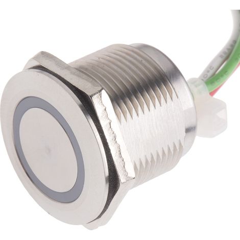 Interrupteur tactile Capacitif Verrouillable RS PRO, NO, 30V c.c., Illuminé Bleu en Laiton, IP68 ( Prix pour 1 ) (1/2)
