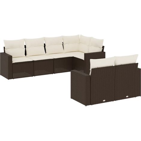 Maison Exclusive - 7-tlg. Garten-Sofagarnitur mit Kissen Braun Po