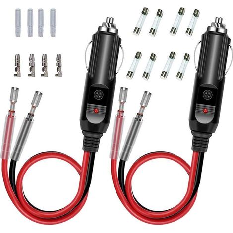 2pcs Male Cigarette Lighter Adapter with 16 AWG Power Cable 12V/24V Universal USB, for Car Inverter, Air Pump, Electric Cup (1/5)