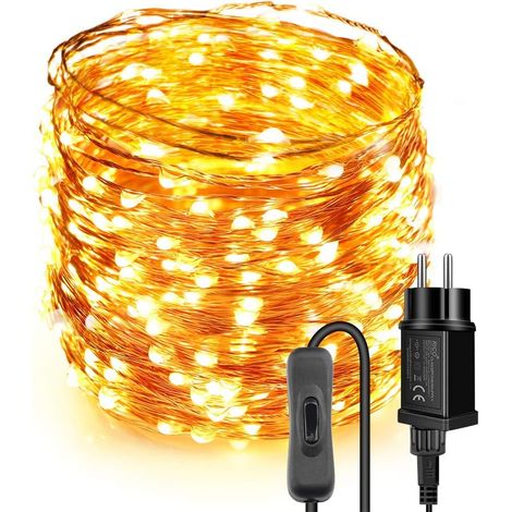 Guirlande lumineuse LED D'extérieur 50M 500 LED Fil De Cuivre Lumières étoilées, Gradable Avec Télécommande, Lumières De Noël Décoratives étanches Pour Jardin Terrasses Chambres Guirlande lumineuse