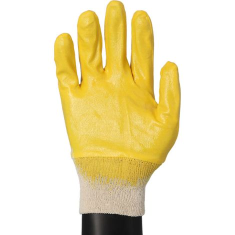 Gants de travail jaunes nitrile, intérieur tricoté en coton taille 9 - 1 paire