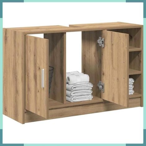 869210 Cabinet de salle de bain Chêne artisanal 90 x 29 x 55 cm (1/5)