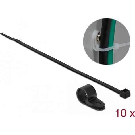 Delock Abrazadera de montaje de 15,8 mm con sujetacables LA 350 x AN 4,8 mm negro
