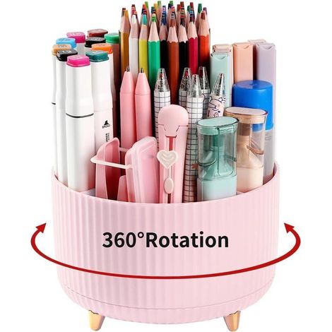 Porte-stylos de bureau, porte-stylos rotatif à 360° à 5 emplacements, organisateur de fournitures de bureau. (1/5)