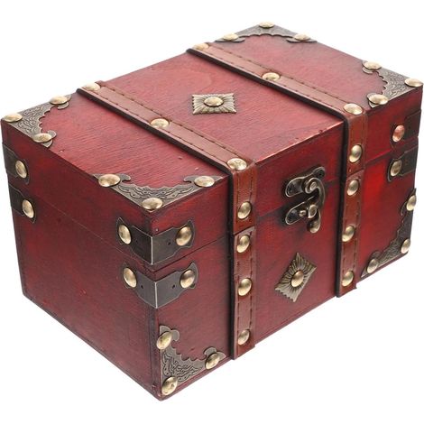Boîte à Bijoux en Bois Rouge Style Rétro Alliage, Rangement Bagues et Colliers, Usage Personnel ou Boutique, Design Élégant au Finition Sobre (1/5)