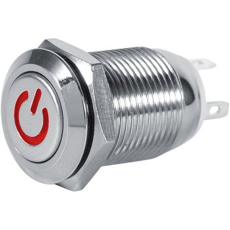 Botón pulsador de encendido automático para coche, 12 mm, interruptor metálico, tipo momentáneo, LED rojo de 2 V (1/5)