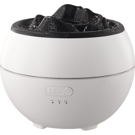 Ätherisches Öl-Diffusorgerät mit Flammeneffekt, großem Wassertank (360 ml) und farbigen Lichteffekten (weiß mit Knistern)