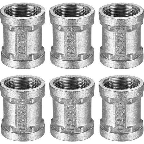 Raccordi a manicotto in acciaio inox con filettatura femmina da 1/2 pollice, doppio manicotto femmina in acciaio inox 15/21, connettore IG/IG da 1/2 pollice, raccordo filettato (1/4)